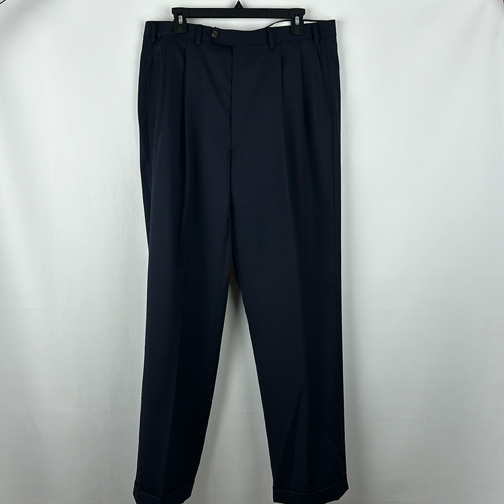 Ralph Ralph Lauren 100% Navy Wool Cuffed Hem Pants